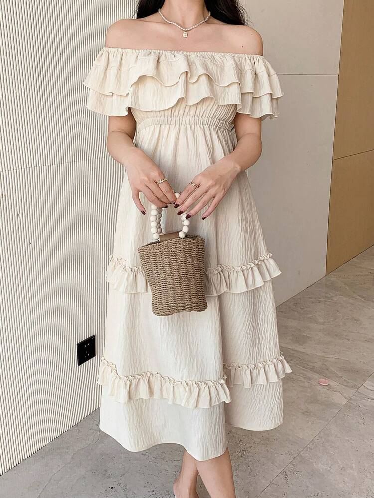 New Summer Women Sundress With Off Shoulder Design, Long Dress,Ruffle,Casual Women Dresses