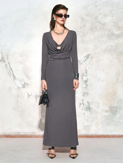 Chiquease 性感 U 领紧身连衣裙，适合女性现代通勤高级时尚夏季春季