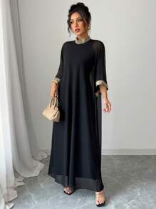 Elenzga Women's Solid Color Simple Fashion Casual Daily Dress - Black - View 6