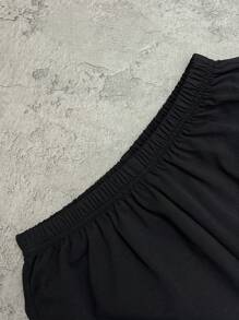 SHEIN Tween Boys Casual Letter Graphic Round Neck Short Sleeve T-Shirt And Shorts 2 Pieces Pajama Set, Loose & Comfy - Black and White - View 3