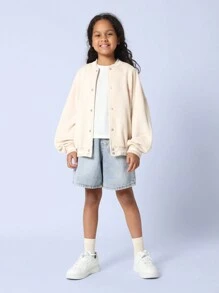 SUMWON Sam Won Studios Varsity Jacke, leichter Druckknopf Jugend Bomberjacke, klassisch athletisch Schule Baseball Frühling Herbst Oberbekleidung