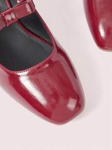 CUCCOO DOLLMOD Women's Mary Jane High Heel Pumps - College Style - Burgundy - View 3