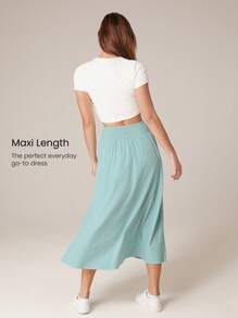 GLOWMODE 纯色褶皱简约开叉运动短裙，休闲度假