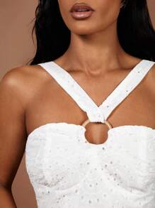 COSMINA 女士 2 件套：白色刺绣、度假/西装、小码、性感、超长裙、波西米亚风格、夏季服装 - 白色 - 查看 7