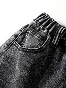 Tween Boy' New Casual Fashion Washed Black Denim Cargo Shorts, School, Campus, College Summer Holiday - Black - View 4