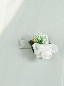 青少年男孩绿色背心、裤子和帽子 3 件套，适合外出、聚会、节日