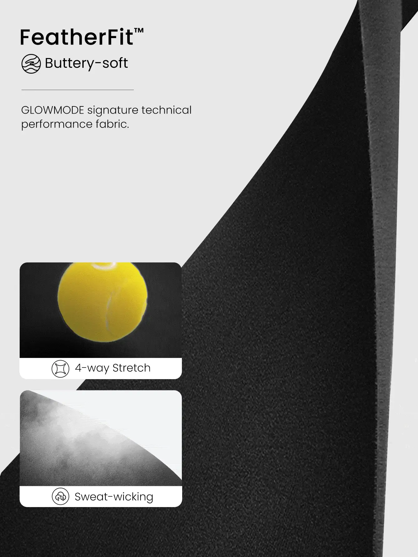 GLOWMODE FeatherFit™ Full Underarm Coverage Square Neck Sports Bra Low Impact Yoga Daily Removable Cups - Black - View 5