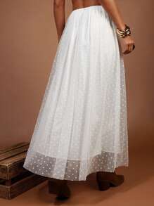 COSMINA Women's Sheer Polka Dot Mesh Skirt, Western Wear For Women, Petite In Women's Clothing, Sexy, Super Long Skirt, Boho Style, Summer For Women, Moto Boho