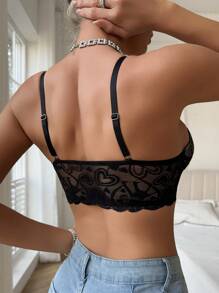 Soutien-gorge en dentelle pour femme, sexy, élégant, mignon - Noir - Voir 2