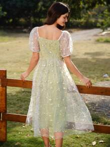 Vintamour Vestido vintage elegante con estampado floral, vestido de malla bordada para mujer, vestido informal de verano para playa o fiesta de té, conjuntos de verano para mujer, vestidos de verano para mujer, conjuntos de vacaciones para mujer, Pascua para mujer, conjuntos de primavera para mujer, vestido de Pascua de San Patricio para mujer, vestidos de primavera para mujer, vestido de invitada de boda para mujer, vestidos para mujer, ropa elegante de verano, vestidos de cumpleaños para mujer, vestidos para mujer, vestidos de verano para vacaciones de primavera, vestidos de sol para mujer, vestido de vacaciones