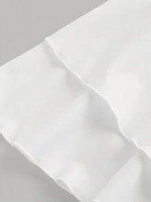青少年女孩运动时尚纯色休闲迷你裙 - 白色 - 查看 3