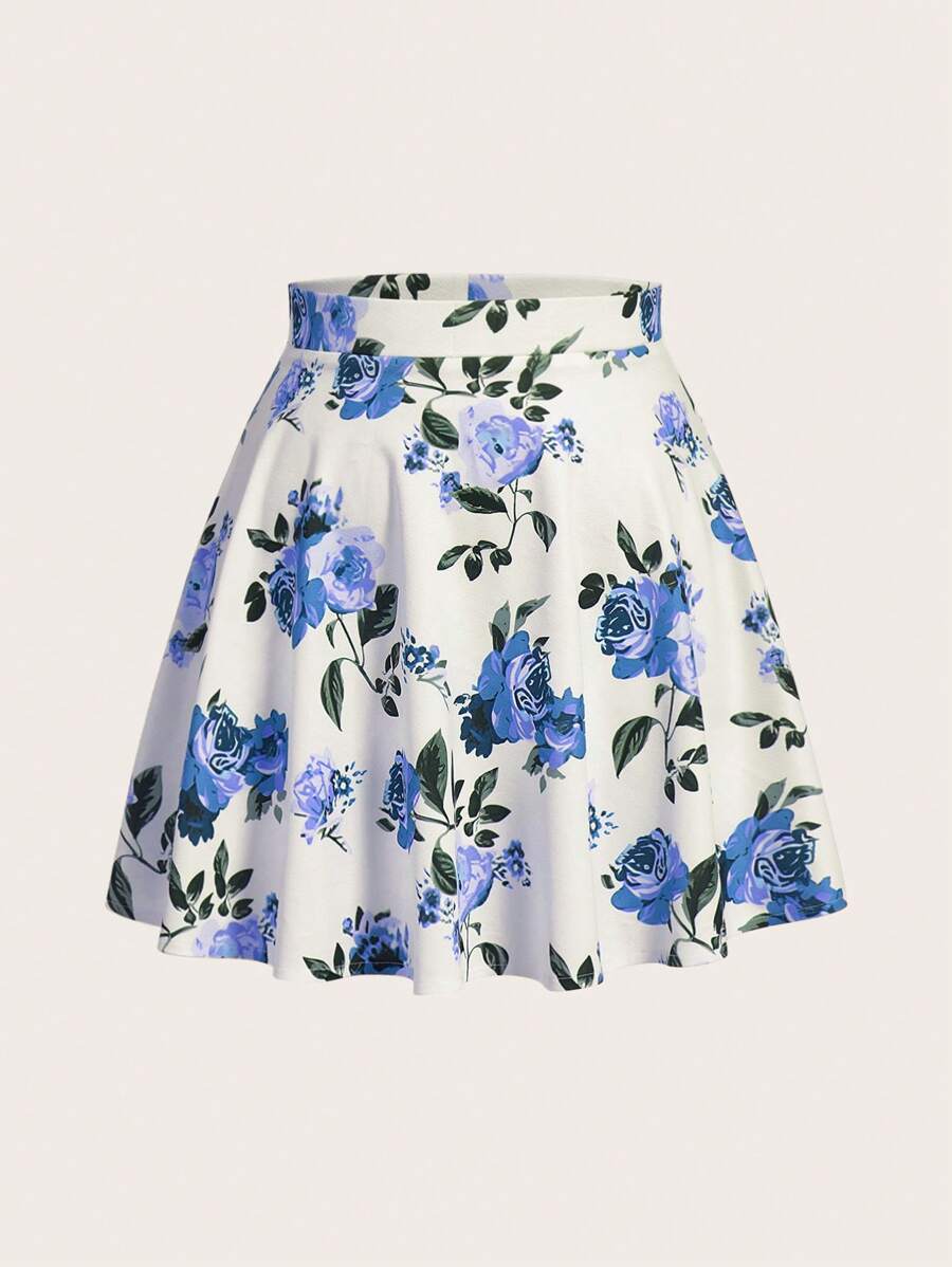Jupe mini à imprimé floral pour femmes en Vert - LOU