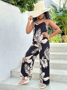 SHEIN Tween Girls' Casual Ditsy Floral Jumpsuit