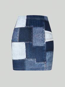 BamGleam Splice Printed Button Down Shirt And Skirt Women Color Block Spring Summer Set