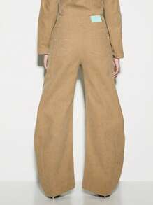 KIZN Designer Wide Leg Suede Trousers High Waist Palazzo Pants Premium Fall Winter Fashion Statement Bottoms Luxe Casual Wear