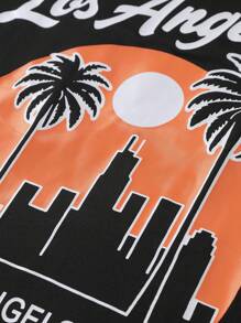 Manfinity RSRT Men's Coconut Tree Print Short Sleeve T-Shirt And Shorts Set