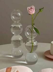 SHEIN 1 pièce Pot de fleurs en verre hydroponique, décoration intérieure transparente et à la mode