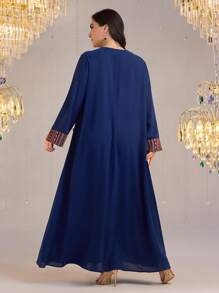 Al Najma Váy dài tay thường ngày cỡ lớn, tối giản và thời trang để mặc hàng ngày - Màu xanh hải quân - Xem 2