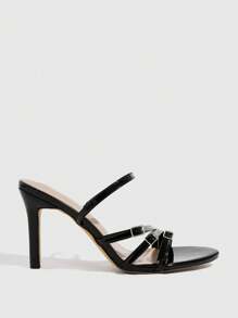 CUCCOO SZL Women's Fashionable Sexy Minimalist Versatile High Heel Sandals Spring Shoes Spring Break Easter Prom Heels - Black - View 2