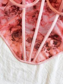 Soleia Vintage Rose Print Camisole Bustier Top - Dusty Pink - View 6