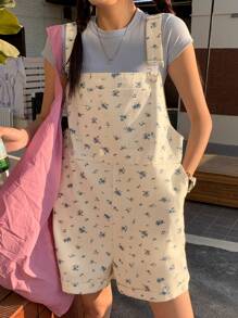 DAZY Summer New Loose Casual Women Denim Bib Pants - White - View 1