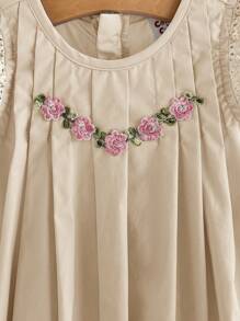 Cozy Pixies Baby Girl Floral Pattern Contrast Ruffle Trim Sleeveless Dress - Multicolor - View 5