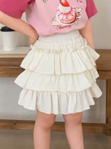 DAZY Young Girl's Solid Color Multi-Tier Ruffle Hem Short Skirt