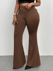 Maweii Plus Size Solid Color Simple Back Strap Leggings, Casual For Everyday Wear