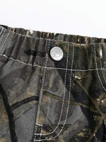 男童休闲直筒工装口袋迷彩短裤 - 彩色 - 查看 5