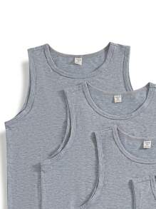 SHEIN Leap Crew 5pcs/Set Casual Basic Crew Neck Sleeveless Tank Tops, Comfortable Layering, Spring/Summer - Light Grey - View 4