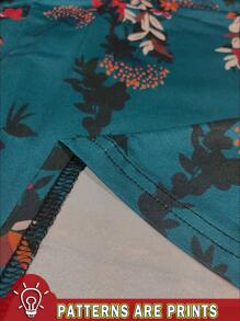 EMERY ROSE Lässiges marineblau gemustertes Kleid mit Schlankheitsmuster und Rundhalsausschnitt in Langarmform in Große Größen, geeignet für Herbst und Winter