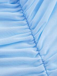 SHEIN MOD Women's Light Blue Vintage Asymmetric Ruched Sleeveless Top,Homecoming Clothes,Mermaid Costume,Fairy Costume,Greek Goddess,
