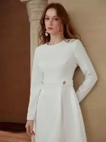 MOTF PREMIUM A-Linien-Kleid mit Knopfdekor