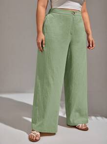 SHEIN VCAY Plus Size Casual Versatile Solid Color Loose Pants