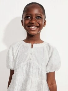 SHEIN Young Girls' Embroidered Ruffled Dresses - White - View 4