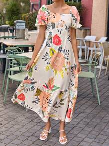 Breezaya Romantic Vacation Style Women Long Dress - Multicolor - View 3