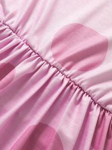 SHEIN Polka Dot Print Crew Neck Raglan Sleeve Casual Dress For Young Girl - Multicolor - View 8