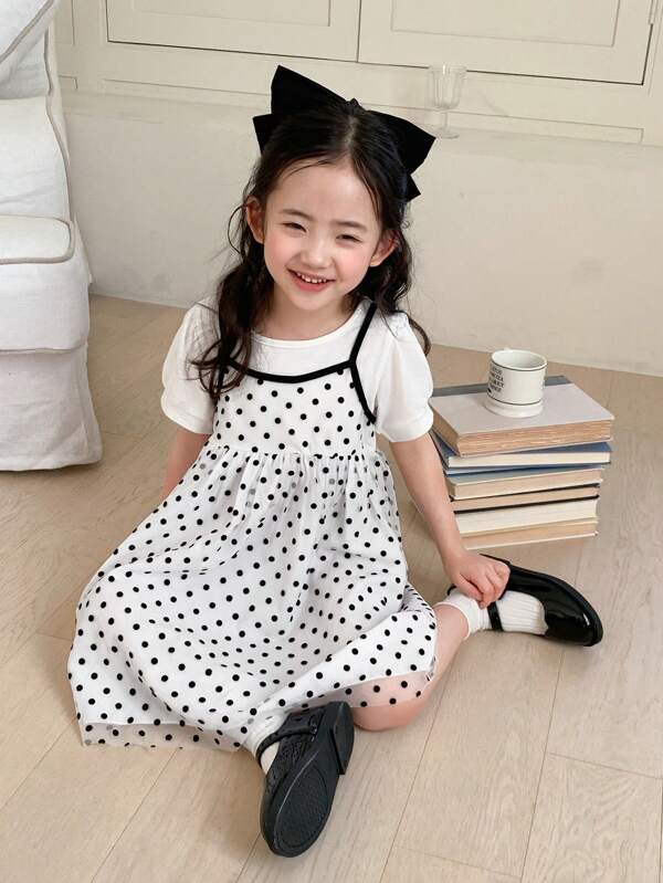 DAZY Vestido minimalista de uso diario casual para niña, conjunto de ropa de verano para niñas