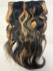 10 piezas/set 160g extensiones de cabello humano natural con onda y reflejos, ondas rizadas de color negro mezclado con marrón, extensiones de cabello con clips - SNATURAL/27 - Ver 5
