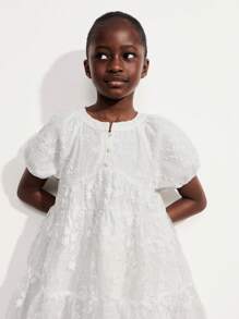 SHEIN Young Girls' Embroidered Ruffled Dresses - White - View 6