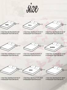 3pcs Watercolor Pink Bow Girly Cute Digital Print Bed Sheet Set (1pc Bed Sheet + 2pcs Pillowcases, No Filler), Soft Daily Polyester Fiber Skin-Friendly For Indoor Bedroom Master Bedroom Guest Room Dormitory, All Season