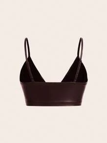 Coolane Women's Fashion Beaded Decorative PU Spaghetti Strap Tank Top - Brown - View 2