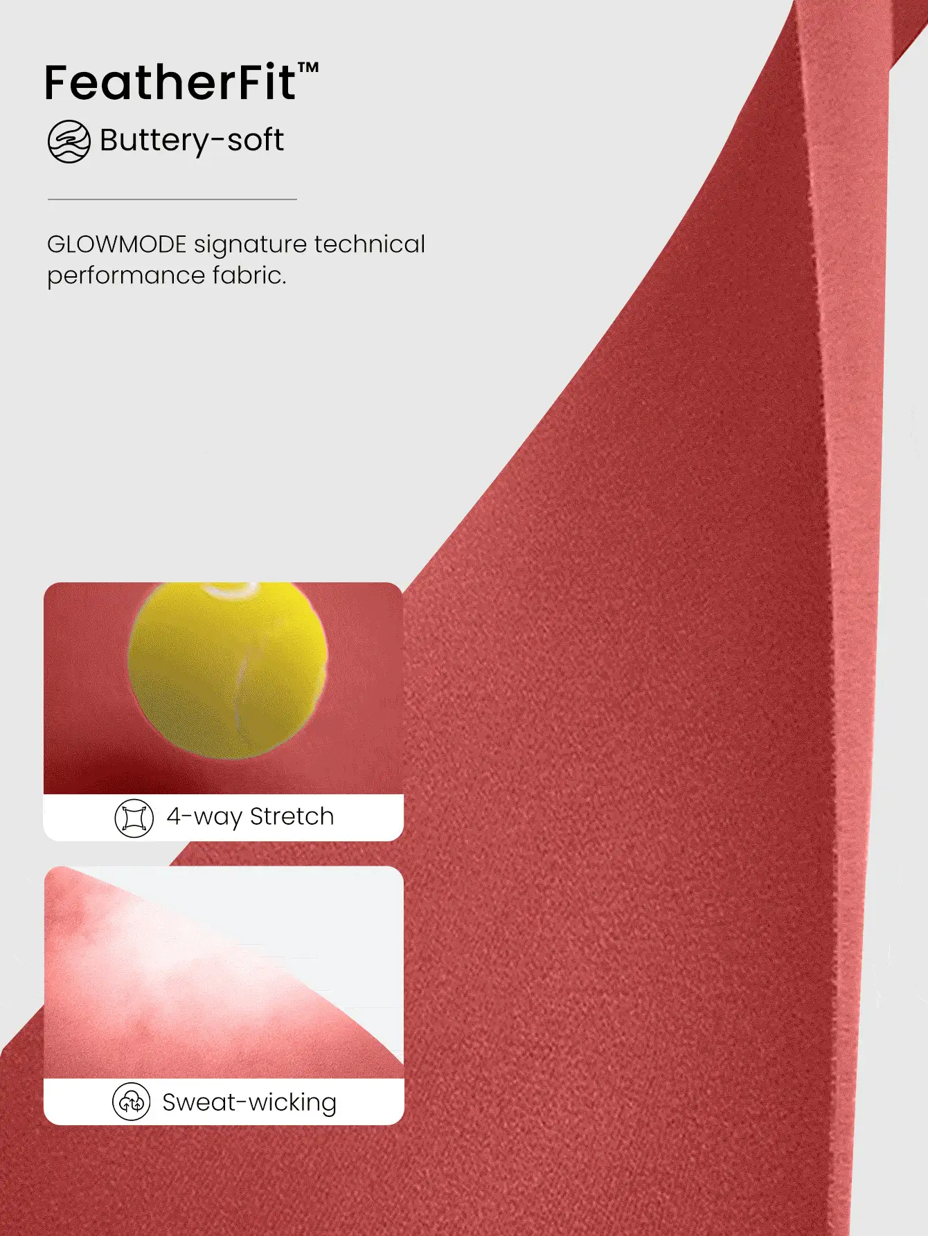 GLOWMODE FeatherFit™ Slim Cropped Length Contour U Back Tee Low Impact Yoga Daily Summer Baby Tee Spring - Cosmic Dust Red - View 4