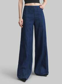 Ontre 女式牛仔裤 深蓝色 复古风 90 年代服饰 - 深色水洗藍 - 查看 5