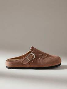 Solecia Mocasines planos minimalistas con tachuelas para mujer, uso casual para todos los días - Caqui - Ver 1