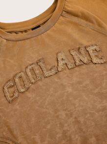 Coolane 女孩复古日常穿着图案水洗垃圾短款上衣 - 黃色 - 查看 3