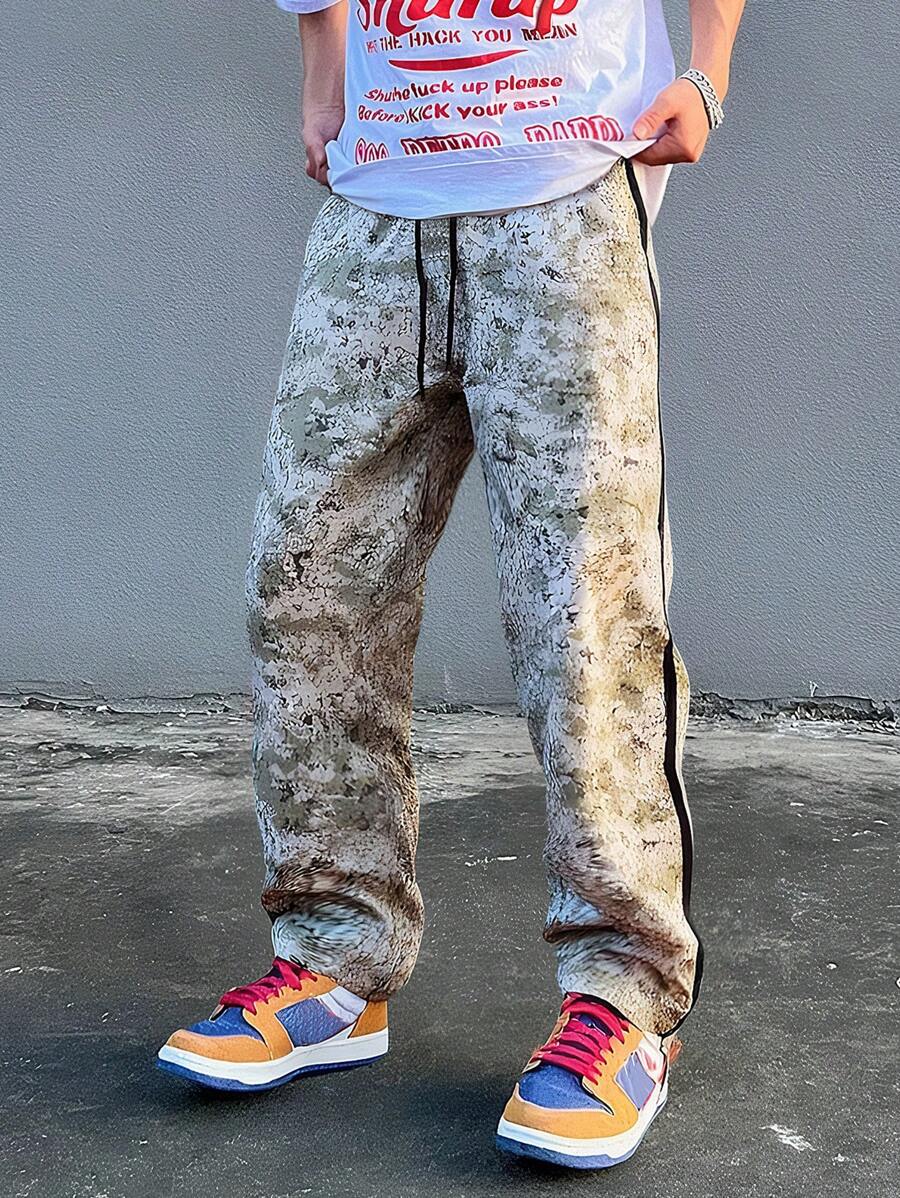 Manfinity EMRG Pantalones casuales de bolsillo con amarre delantero para hombres, diseño sencillo para uso diario - Verde militar - Ver 1