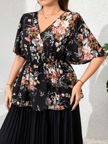 Ellevyn Plus Size Elegant Printed Chiffon Blouse, Spring/Summer, Elegant Women's Blouse, Plus Size Blouse, Women's Blouse, Black Blouse, Elegant Blouse, Women's Blouse, Modern Blouse - Multicolor - View 7