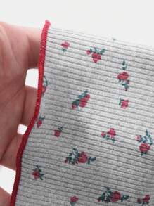 DAZY 夏季新款二合一碎花短袖女式 T 恤，前系蝴蝶结装饰，性感短款 T 恤可爱上衣 - 灰色 - 查看 7