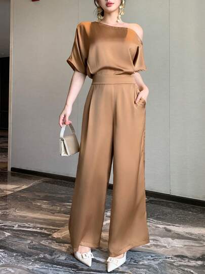 DAZY Summer New High-End Lightweight Luxe Jumpsuit With Pants For Women, Vintage Style Elegant Evening Dress